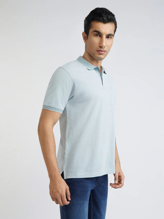 Raymond Grey Solid Modern Fit Half Sleeve Cotton T-Shirt - Image 2
