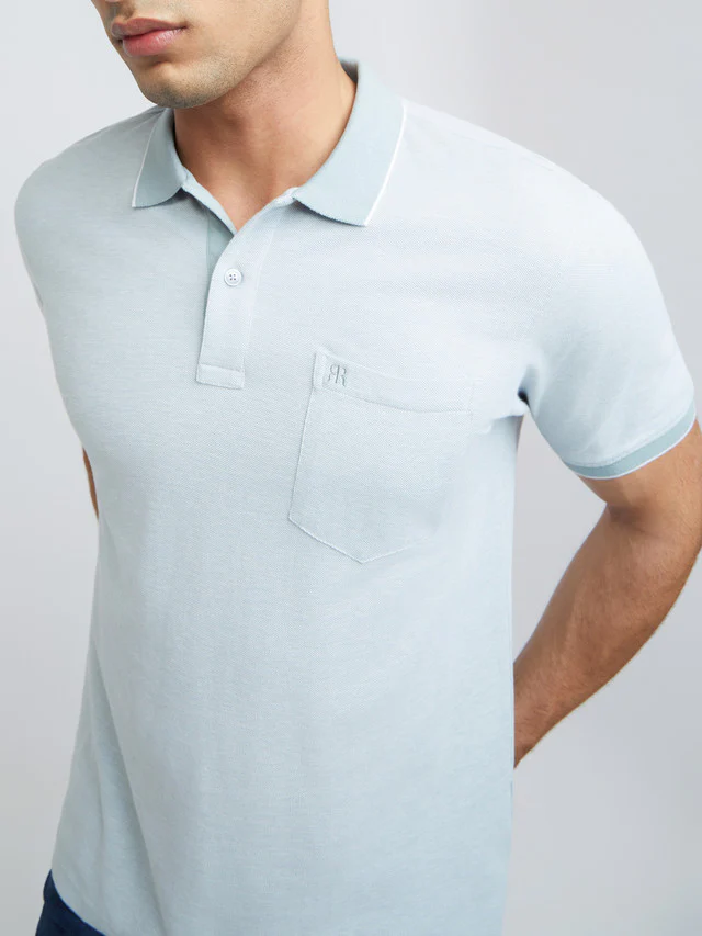 Raymond Grey Solid Modern Fit Half Sleeve Cotton T-Shirt - Image 6