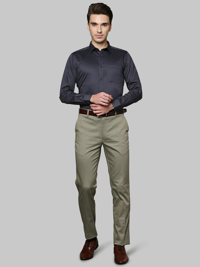 Raymond Grey Solid Slim Fit Cotton Formal Shirt - Image 5