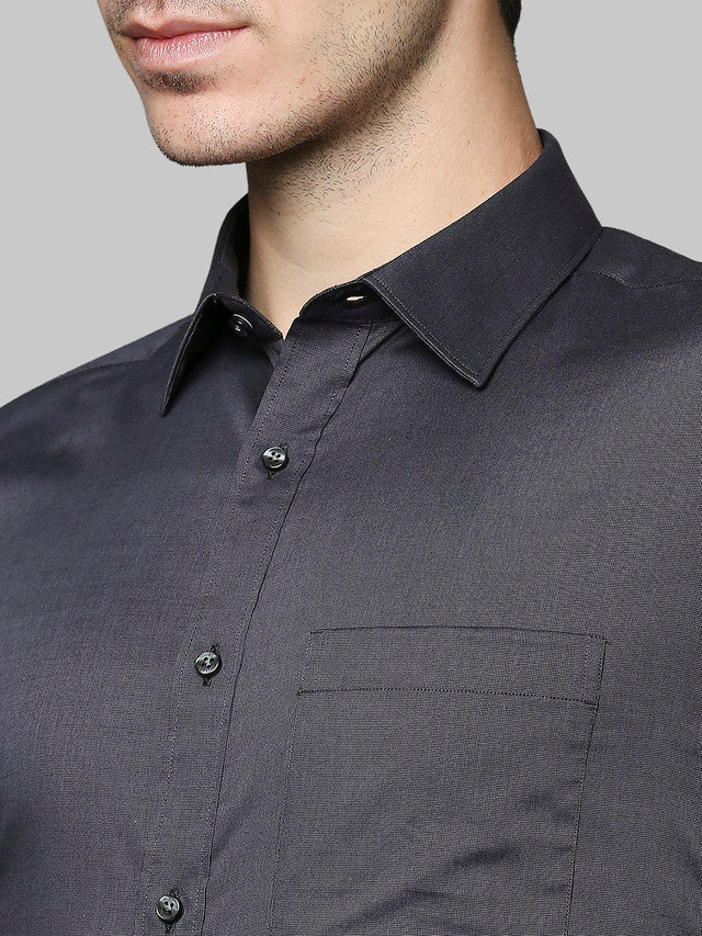Raymond Grey Solid Slim Fit Cotton Formal Shirt - Image 6