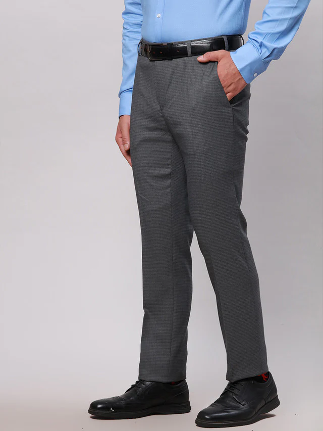 Raymond Grey Solid Slim Fit Polyester Blend Trouser - Image 3