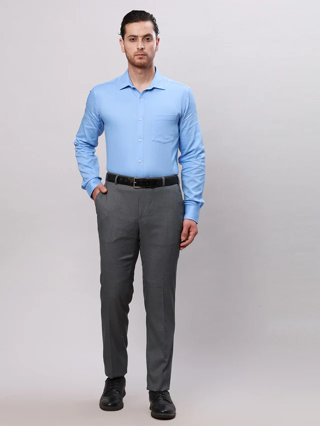 Raymond Grey Solid Slim Fit Polyester Blend Trouser - Image 5