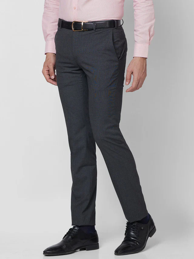Raymond Grey Solid Slim Fit Polyester Blend Trouser - Image 3
