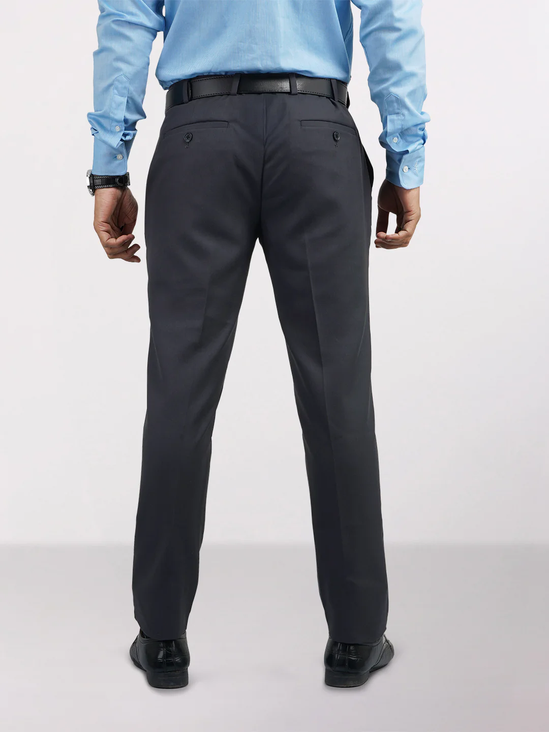 Raymond Grey Solid Slim Fit Polyester Blend Trouser - Image 3