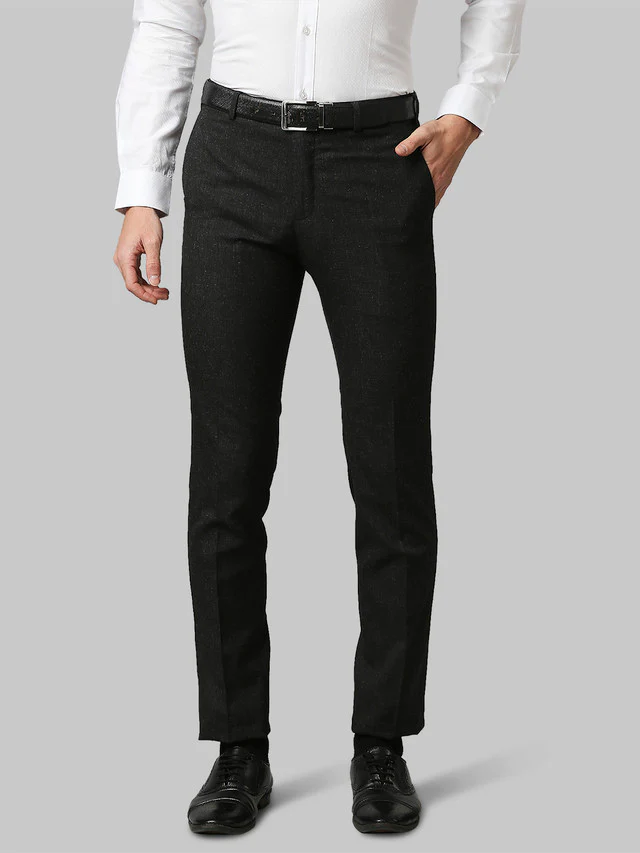 Raymond Grey Solid Slim Fit Polyester Blend Trouser