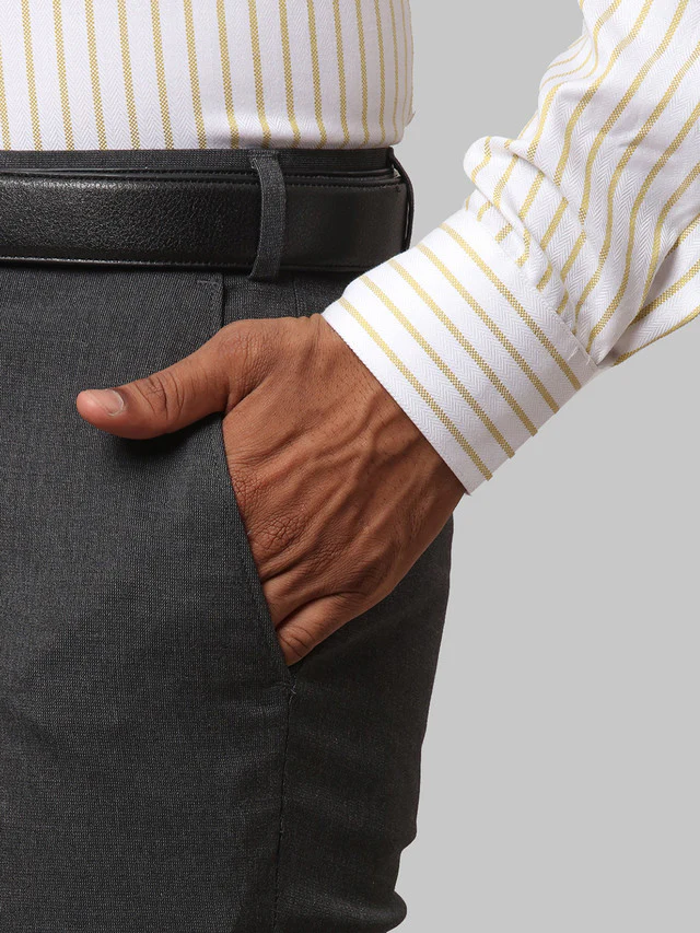 Raymond Grey Solid Slim Fit Polyester Blend Trouser - Image 6