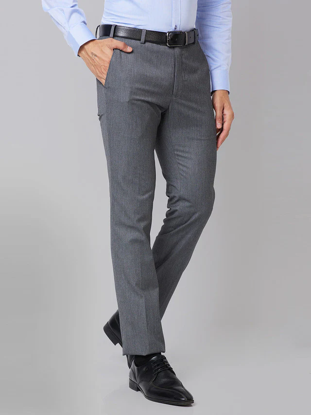 Raymond Grey Solid Slim Fit Polyester Blend Trouser - Image 2