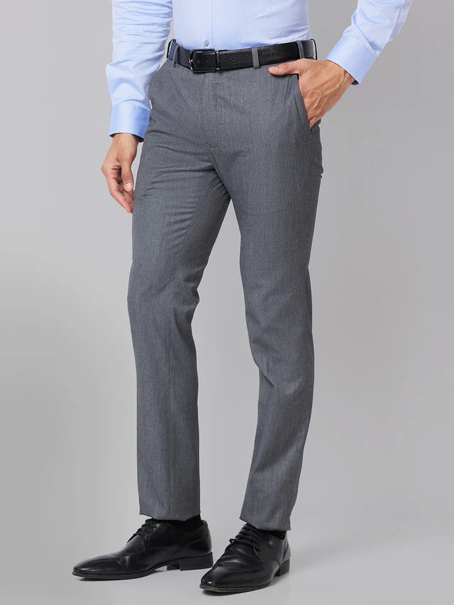 Raymond Grey Solid Slim Fit Polyester Blend Trouser - Image 3