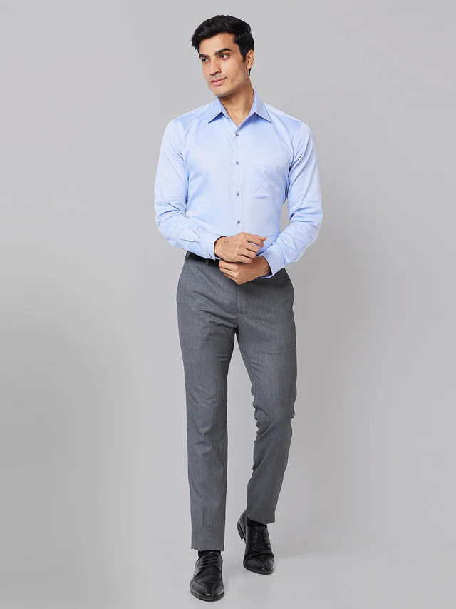 Raymond Grey Solid Slim Fit Polyester Blend Trouser - Image 5
