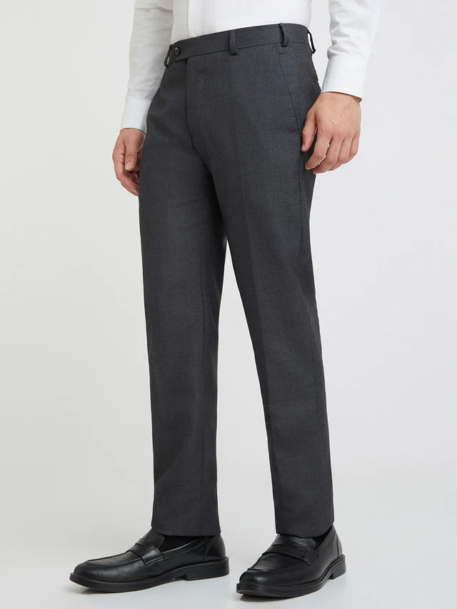 Raymond Grey Solid Slim Fit Polyester Blend Trouser - Image 3