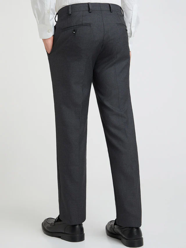 Raymond Grey Solid Slim Fit Polyester Blend Trouser - Image 4