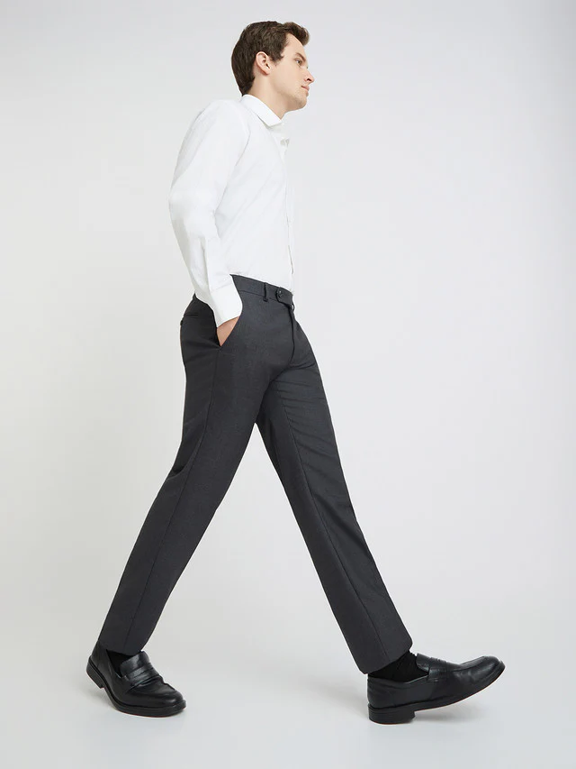 Raymond Grey Solid Slim Fit Polyester Blend Trouser - Image 5