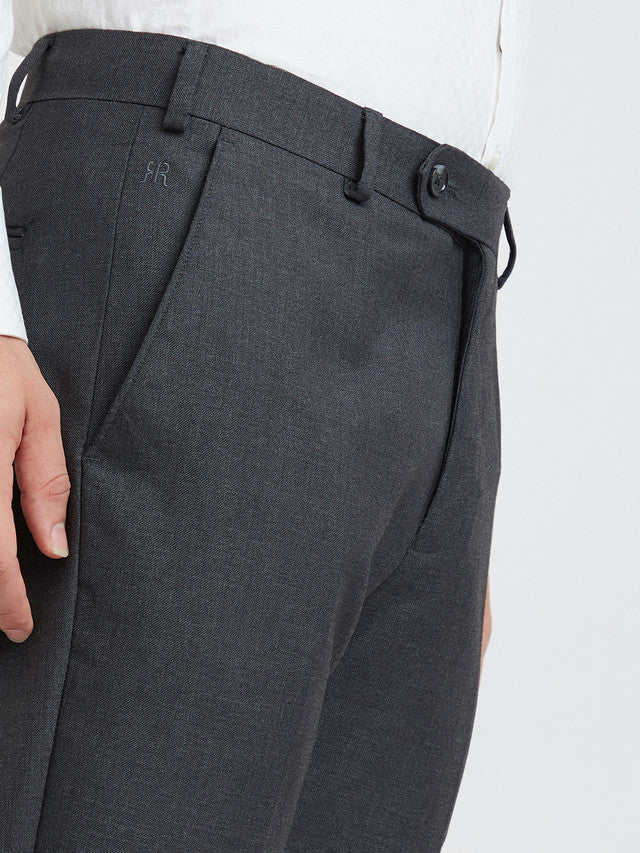 Raymond Grey Solid Slim Fit Polyester Blend Trouser - Image 6