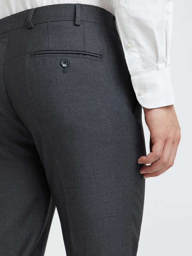 Raymond Grey Solid Slim Fit Polyester Blend Trouser - Image 7