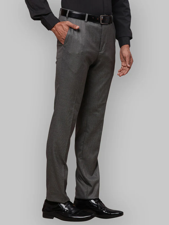 Raymond Grey Solid Slim Fit Polyester Blend Trouser - Image 2