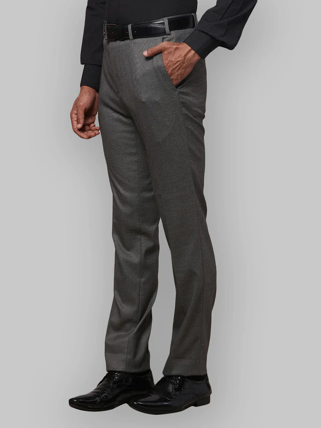 Raymond Grey Solid Slim Fit Polyester Blend Trouser - Image 3