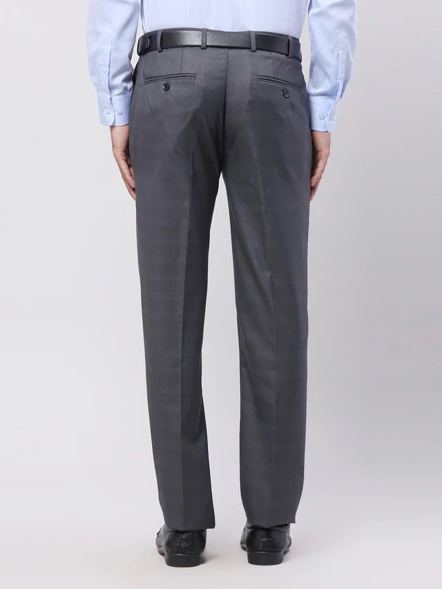 Raymond Men Grey Slim Fit Solid Trouser - Image 5