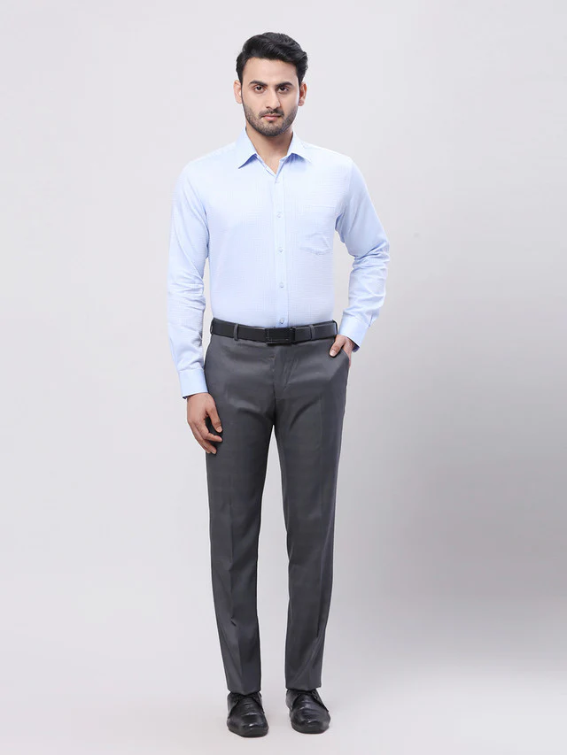 Raymond Men Grey Slim Fit Solid Trouser - Image 6