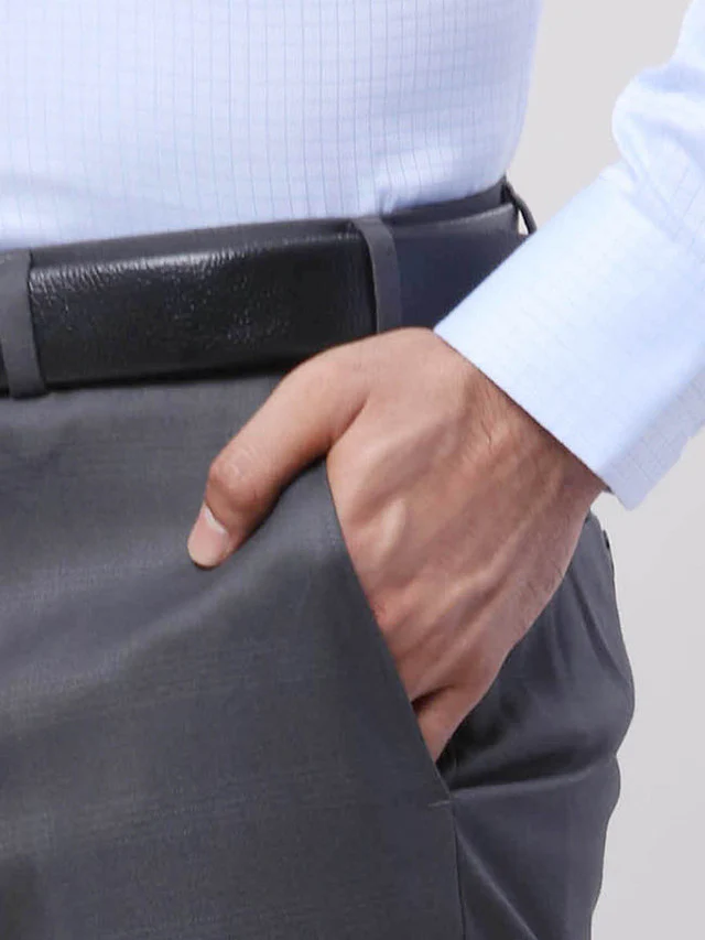 Raymond Men Grey Slim Fit Solid Trouser - Image 7