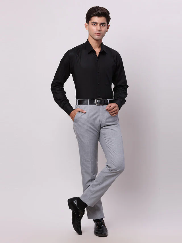 Raymond Grey Solid Slim Fit Polyester Blend Trouser - Image 5