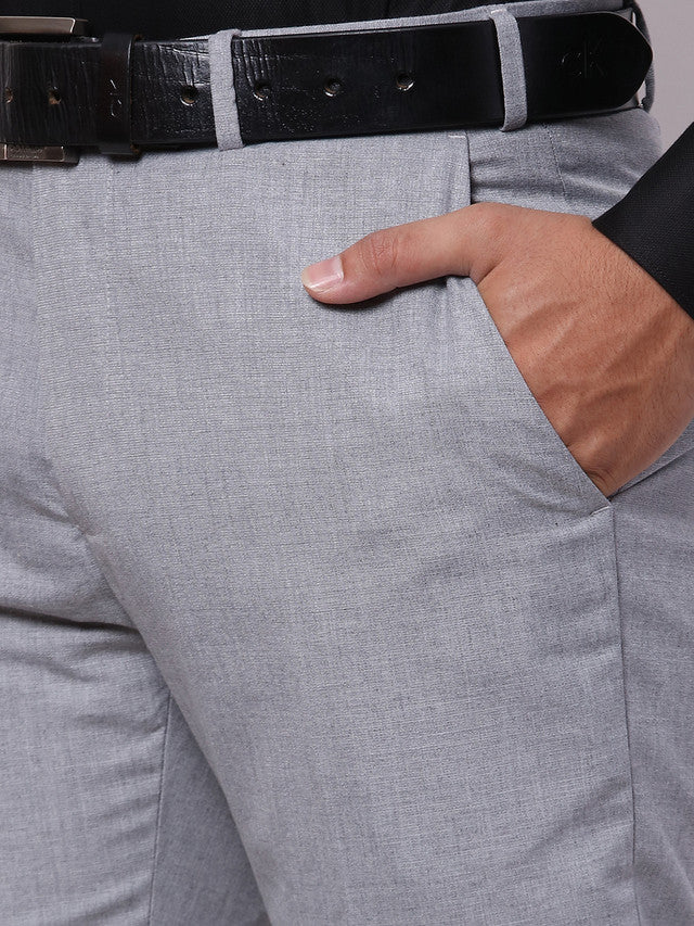 Raymond Grey Solid Slim Fit Polyester Blend Trouser - Image 6