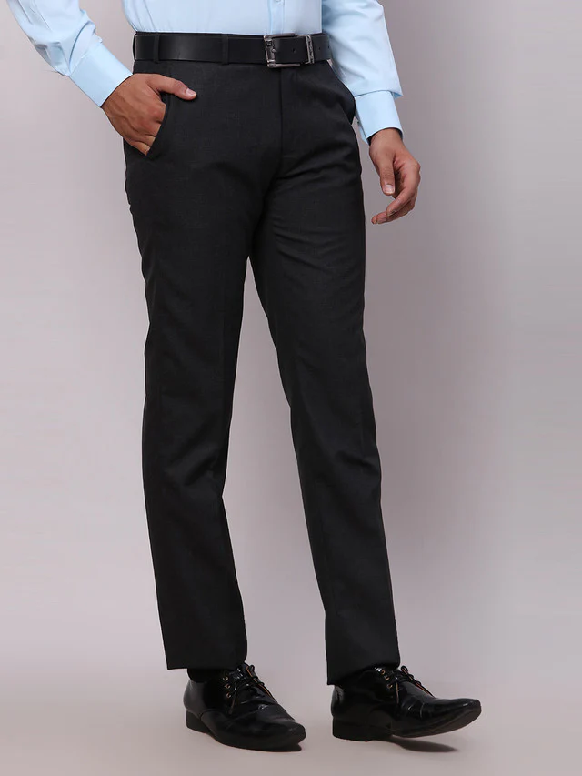 Raymond Grey Solid Slim Fit Polyester Blend Trouser - Image 2