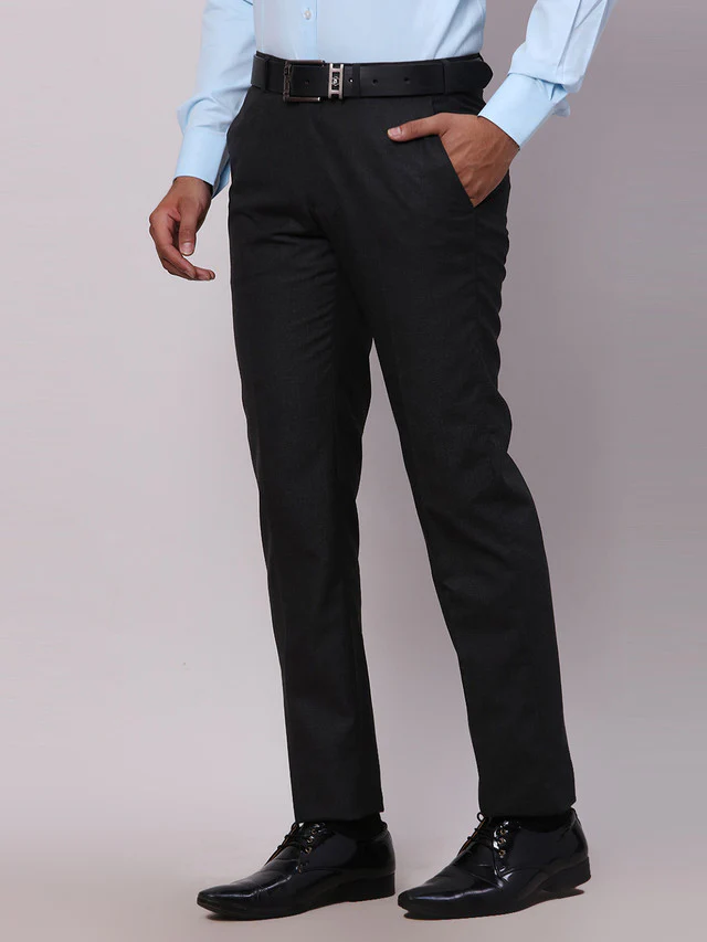 Raymond Grey Solid Slim Fit Polyester Blend Trouser - Image 3