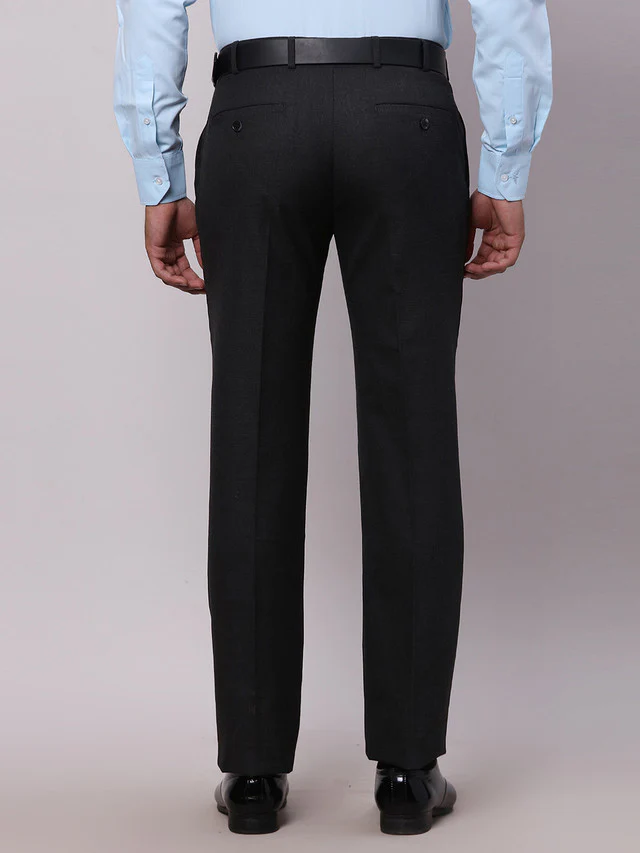 Raymond Grey Solid Slim Fit Polyester Blend Trouser - Image 5