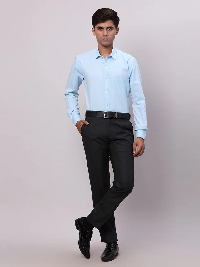 Raymond Grey Solid Slim Fit Polyester Blend Trouser - Image 6