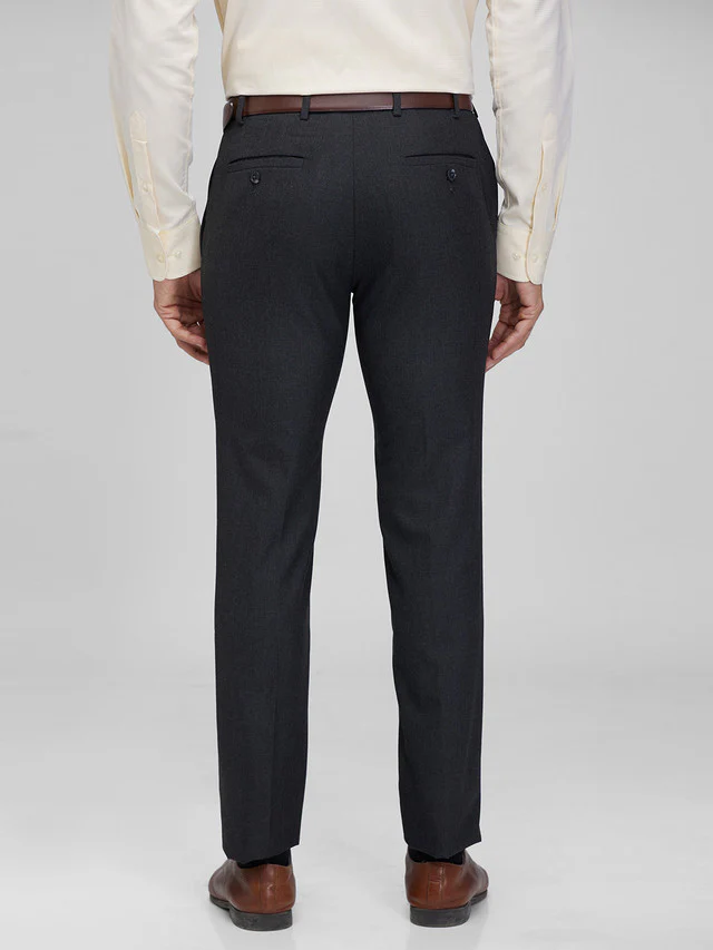 Raymond Grey Solid Slim Fit Polyester Blend Trouser - Image 3
