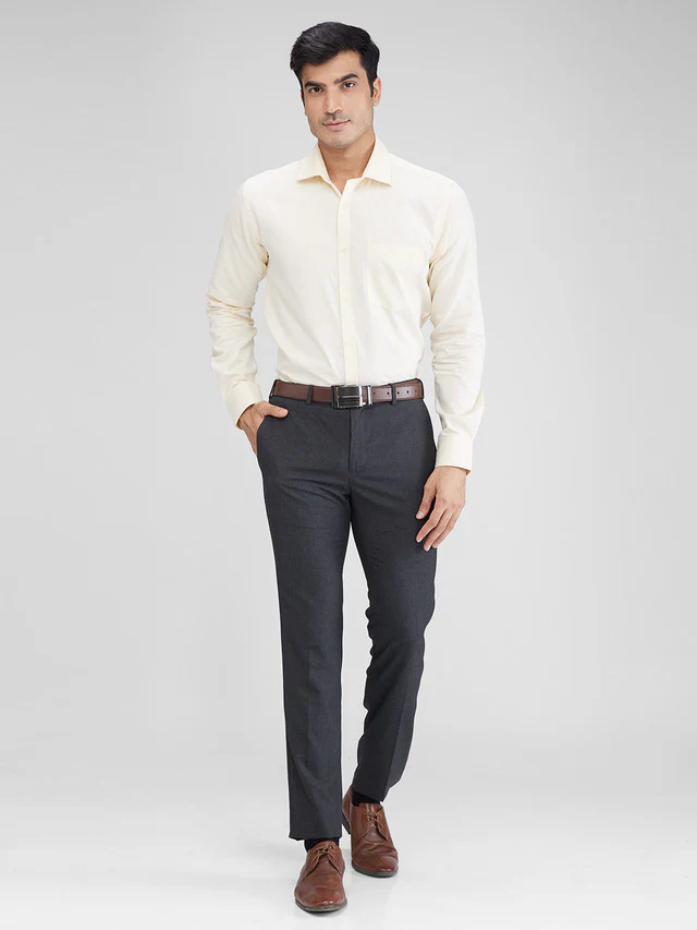 Raymond Grey Solid Slim Fit Polyester Blend Trouser - Image 5