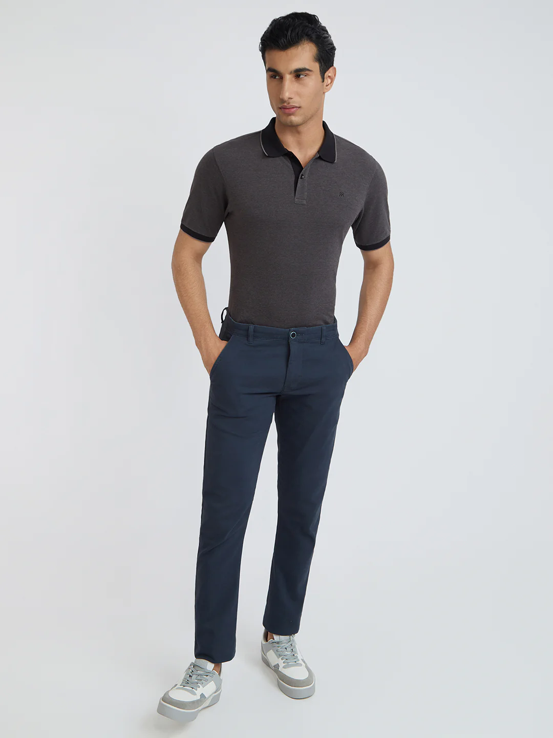 Raymond Grey Structure Modern Fit Half Sleeve Cotton T-Shirt - Image 6