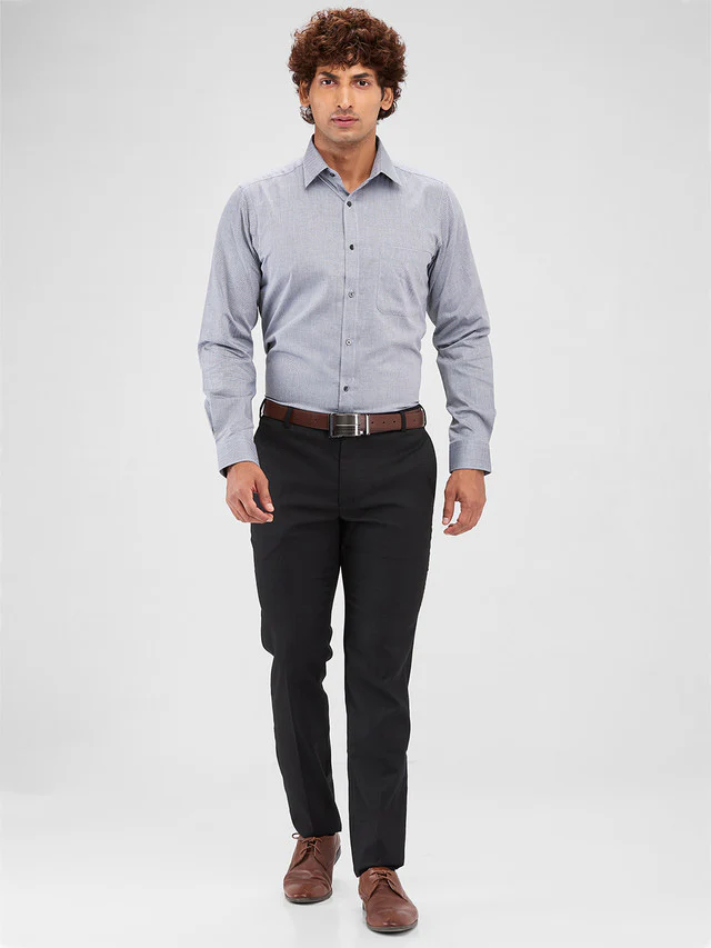 Raymond Grey Structure Slim Fit Cotton Formal Shirt - Image 5