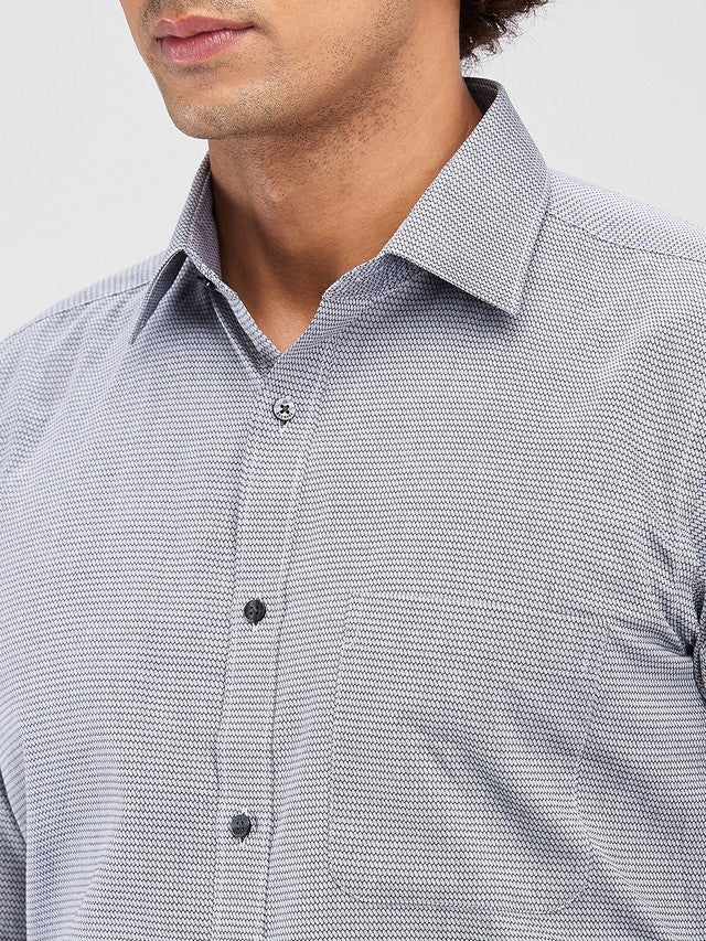 Raymond Grey Structure Slim Fit Cotton Formal Shirt - Image 6
