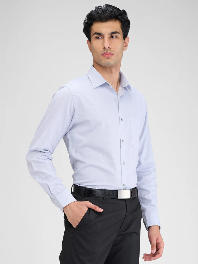 Raymond Grey Structure Slim Fit Full Sleeve Cotton Shirt - Image 2