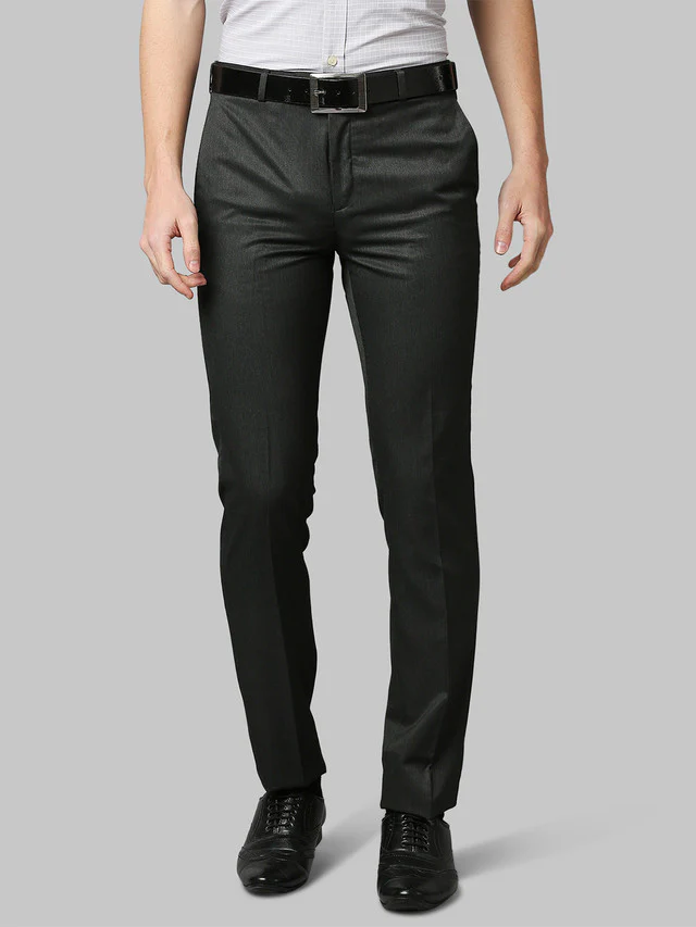 Raymond Grey Structure Slim Fit Polyester Blend Trouser