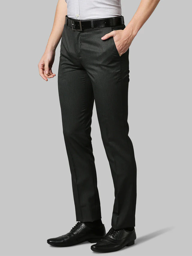 Raymond Grey Structure Slim Fit Polyester Blend Trouser - Image 3