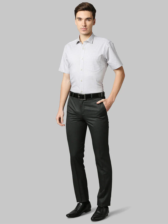 Raymond Grey Structure Slim Fit Polyester Blend Trouser - Image 5