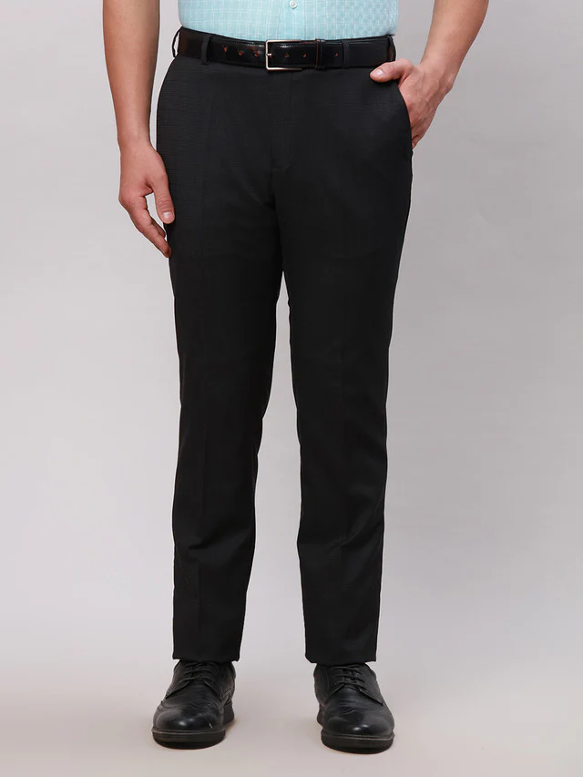 Raymond Grey Structure Slim Fit Polyester Blend Trouser