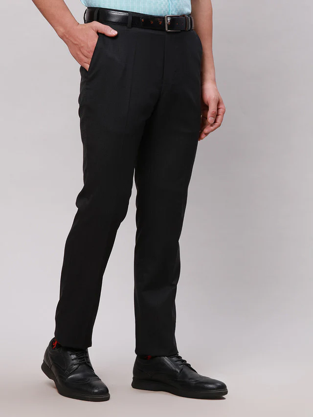 Raymond Grey Structure Slim Fit Polyester Blend Trouser - Image 2