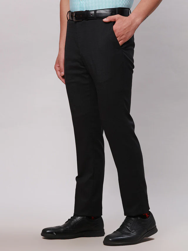 Raymond Grey Structure Slim Fit Polyester Blend Trouser - Image 3