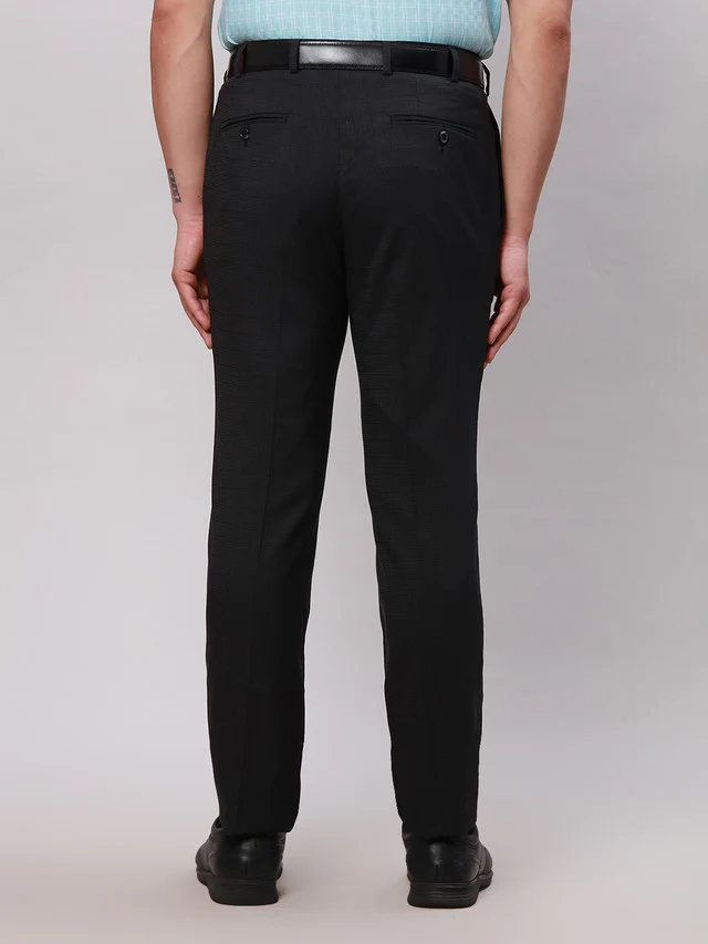 Raymond Grey Structure Slim Fit Polyester Blend Trouser - Image 4