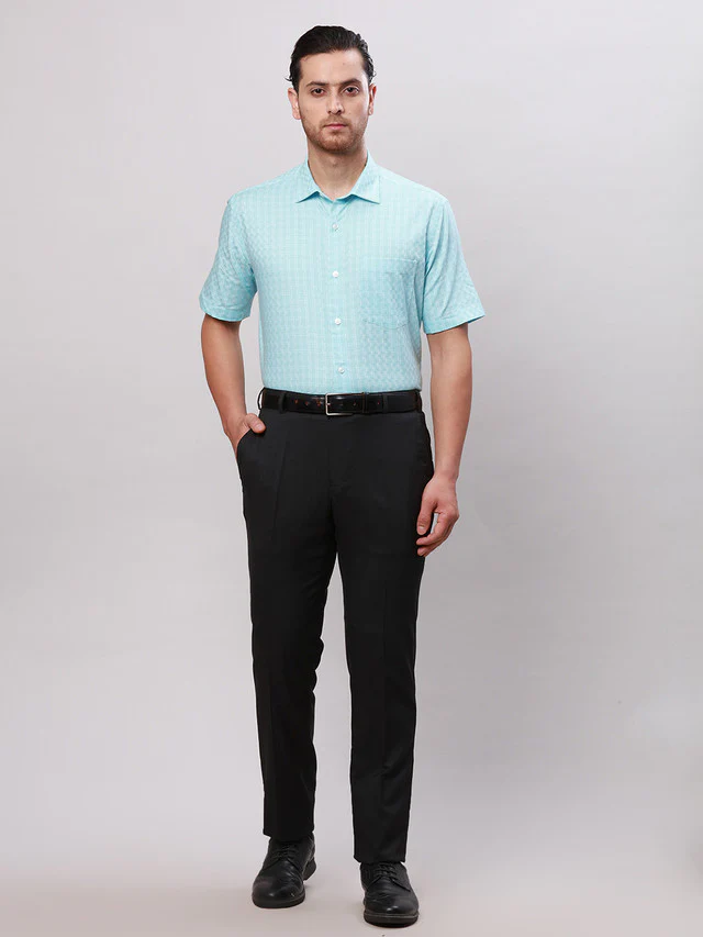 Raymond Grey Structure Slim Fit Polyester Blend Trouser - Image 5