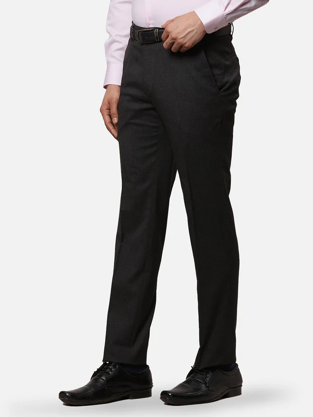 Raymond Grey Structure Slim Fit Polyester Blend Trouser - Image 3