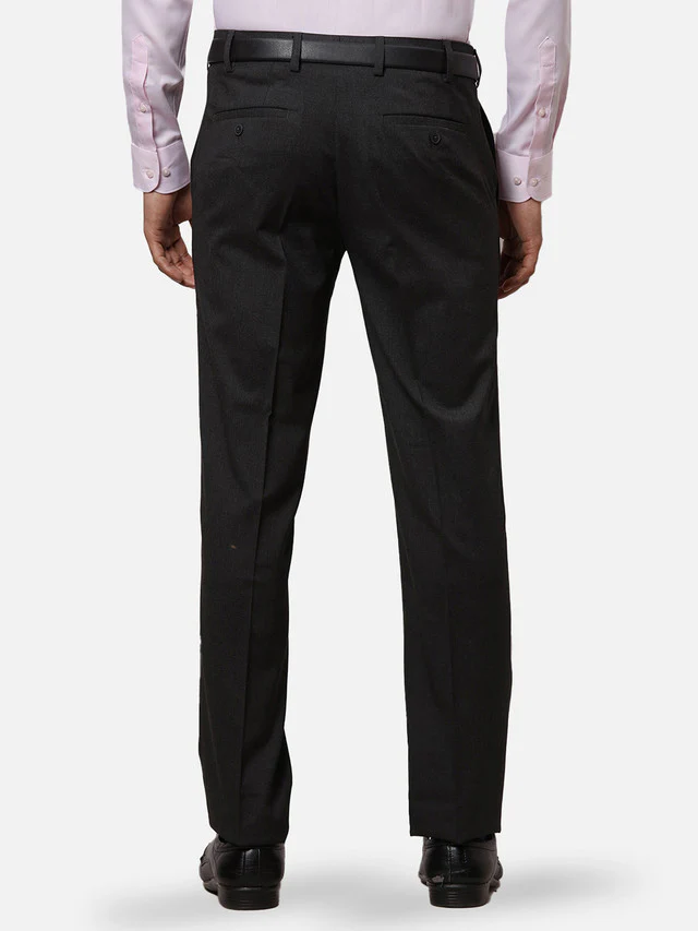 Raymond Grey Structure Slim Fit Polyester Blend Trouser - Image 4