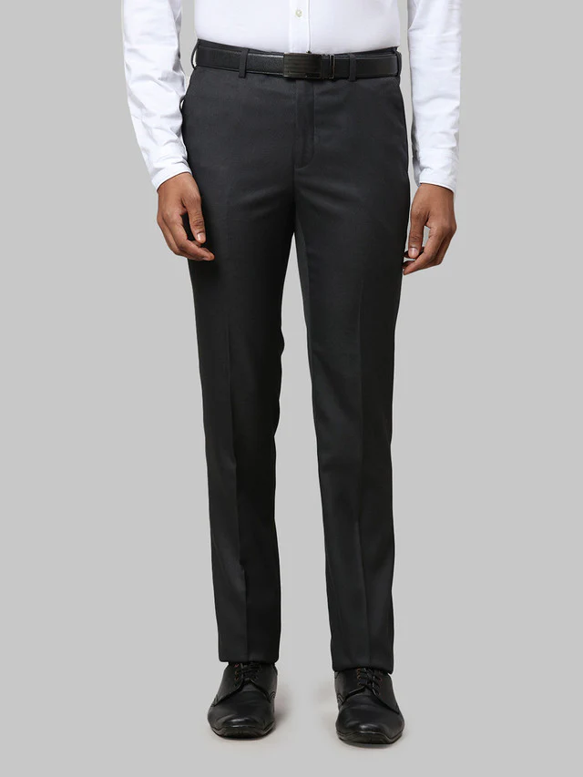Raymond Grey Structure Slim Fit Polyester Blend Trouser
