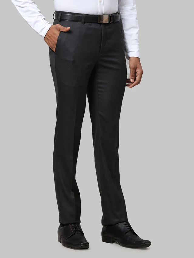 Raymond Grey Structure Slim Fit Polyester Blend Trouser - Image 2