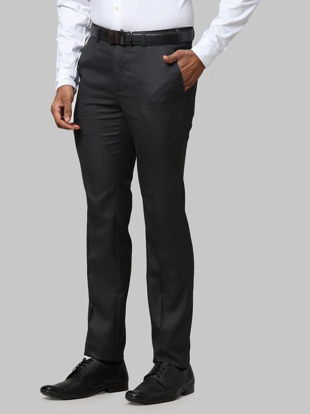 Raymond Grey Structure Slim Fit Polyester Blend Trouser - Image 3