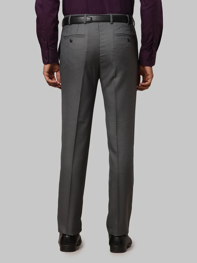 Raymond Grey Structure Slim Fit Polyester Blend Trouser - Image 4