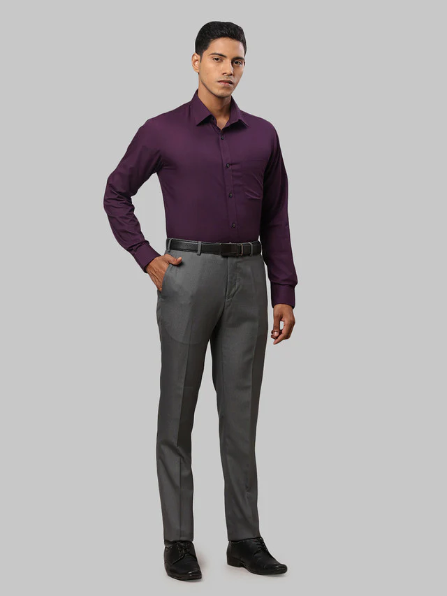 Raymond Grey Structure Slim Fit Polyester Blend Trouser - Image 5